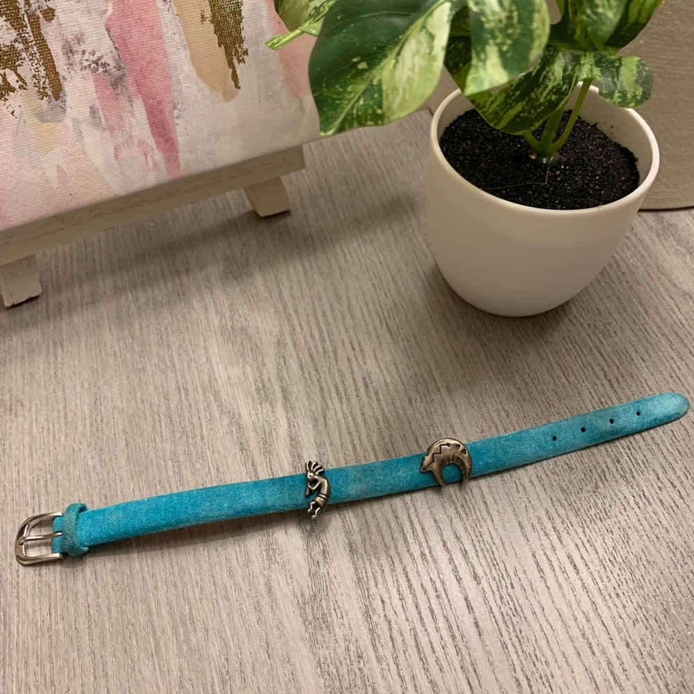 Native American Genuine Leather Bracelet with removable charm accents - Picture 4 of 5